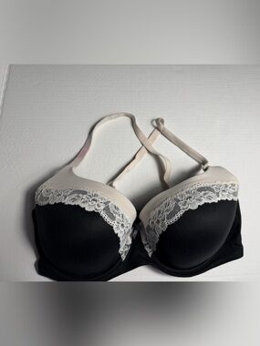Victoria's Secret Black Bra with Cream Lace Trim